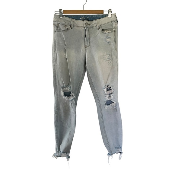 Old Navy Women's Size 8 Mid Rise Rockstar Super Skinny Jeans‎ Stretch Distressed - Picture 1 of 9